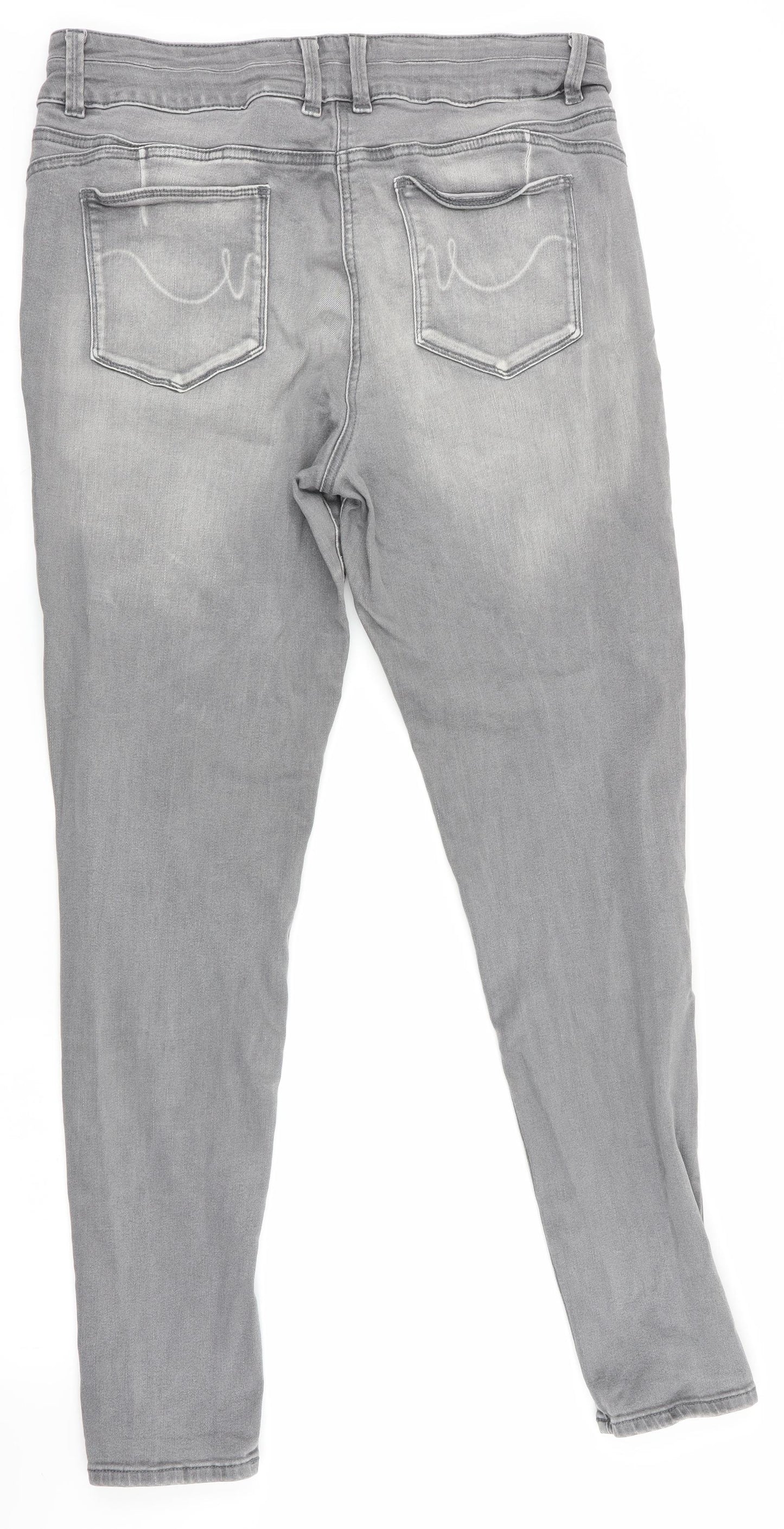 NEXT Womens Grey   Straight Jeans Size 16 L30 in - Enhancer