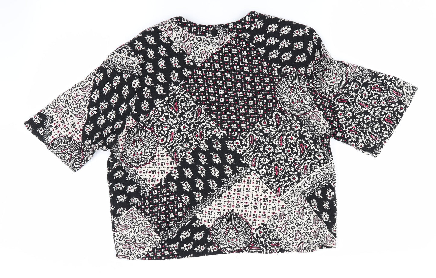 Topshop Womens Black Floral  Basic Blouse Size 8  - Patchwork pattern