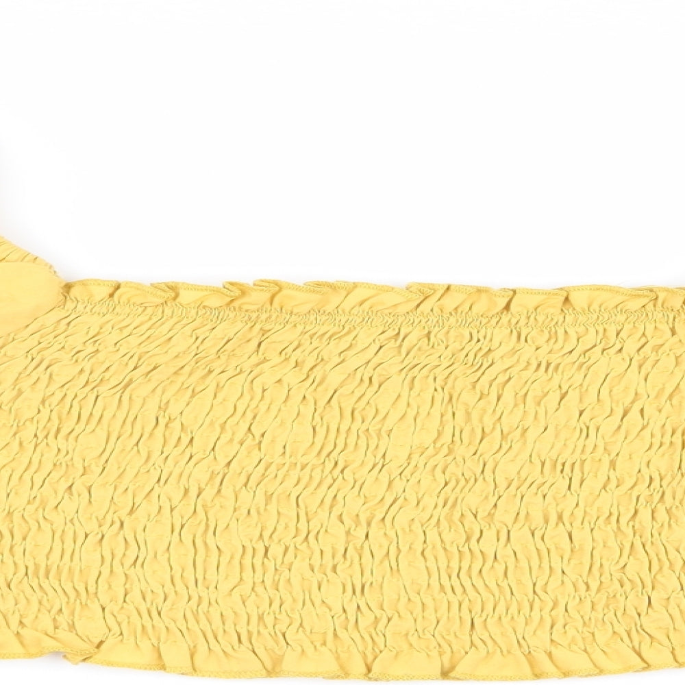 Boohoo Womens Yellow   Cropped Blouse Size 8  - Elasticated Bodice