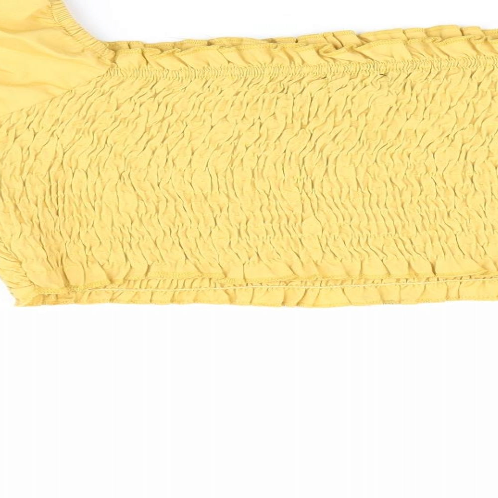 Boohoo Womens Yellow   Cropped Blouse Size 8  - Elasticated Bodice