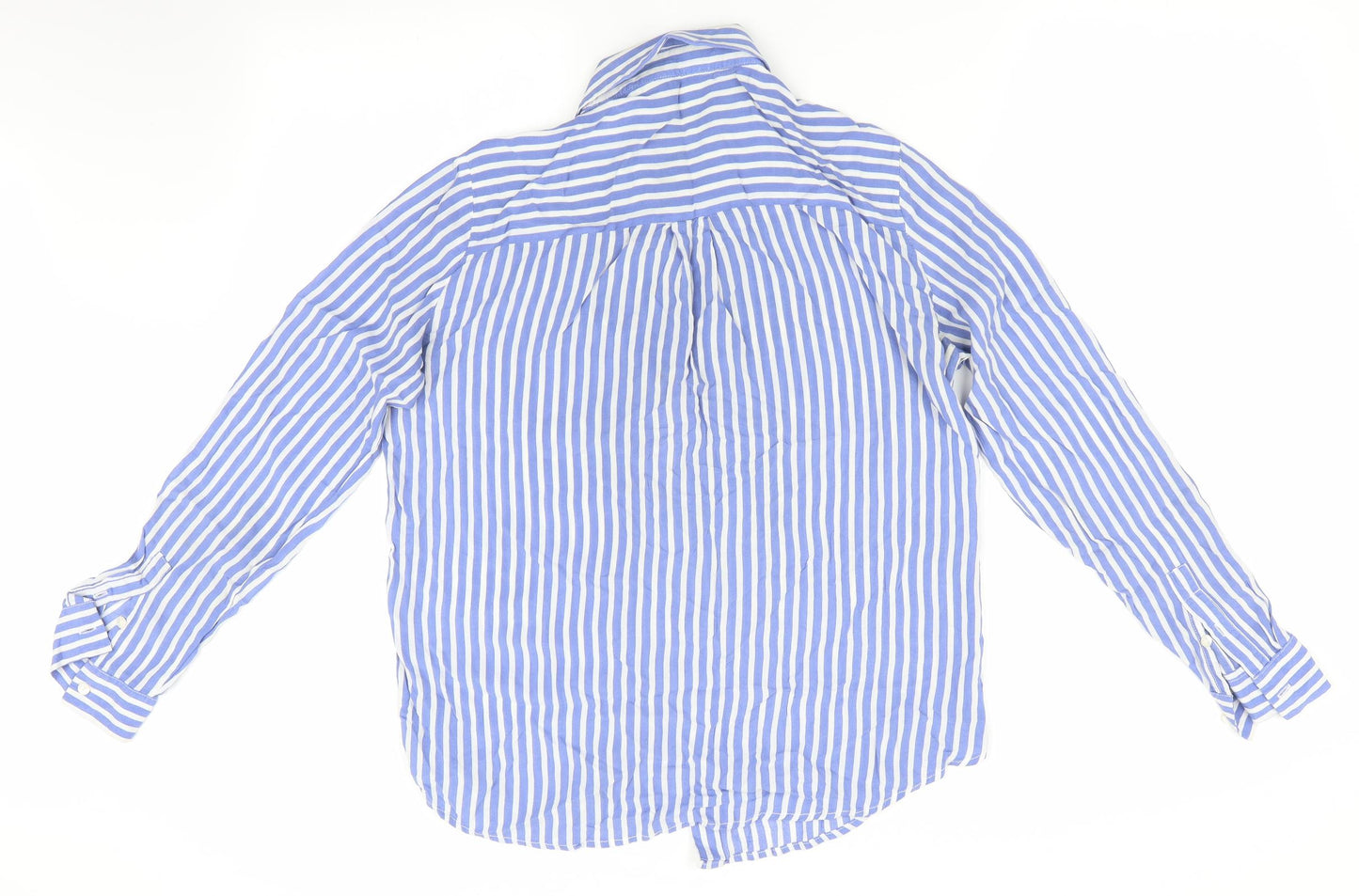 Mango Womens Blue Striped  Basic Blouse Size 8