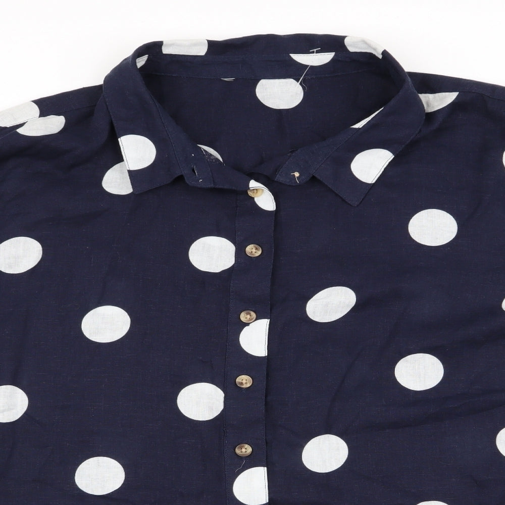 Preworn Womens Blue Polka Dot  Basic Blouse