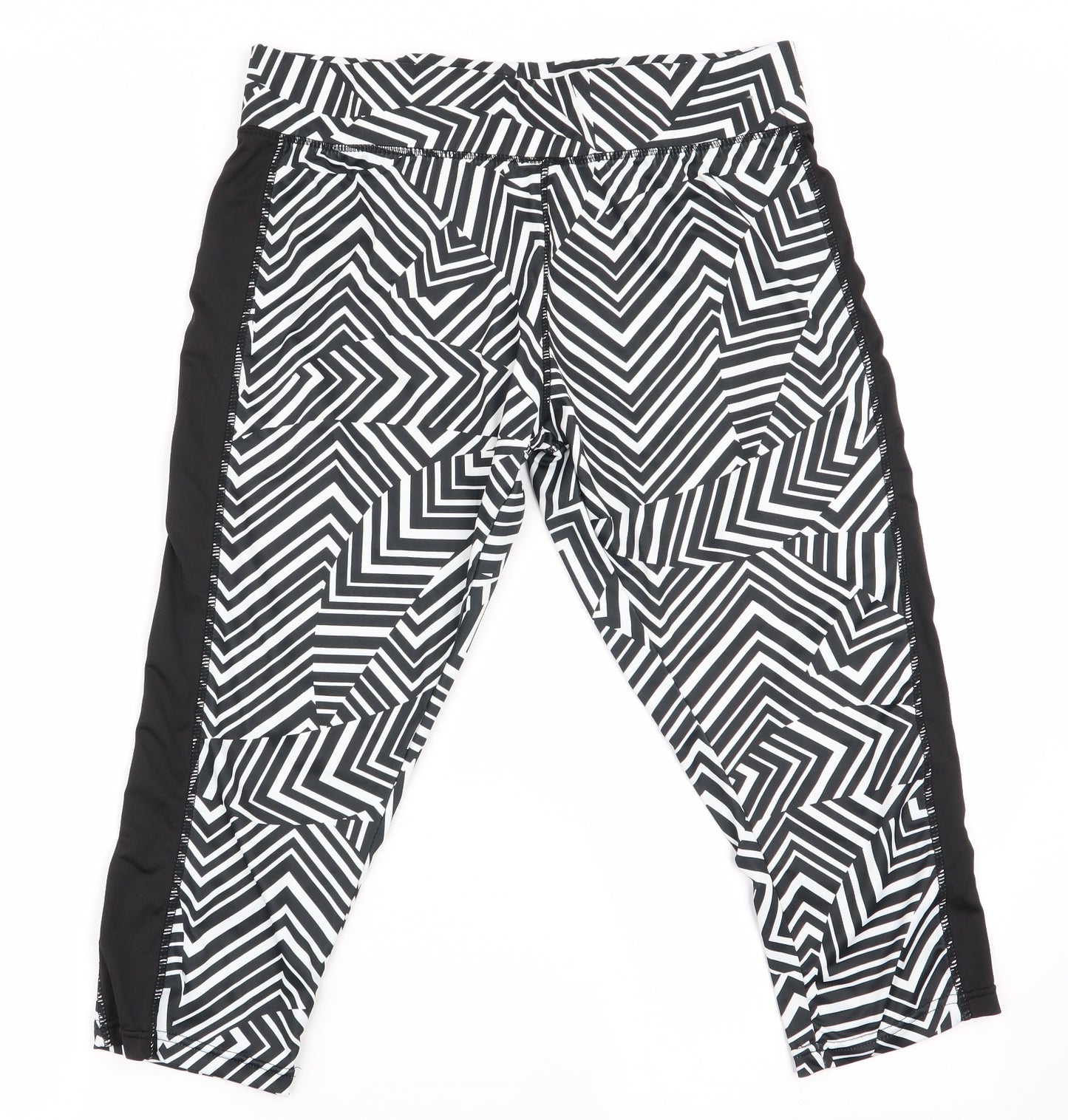 Atmosphere Womens Black Striped  Cropped Leggings Size 14 L19 in