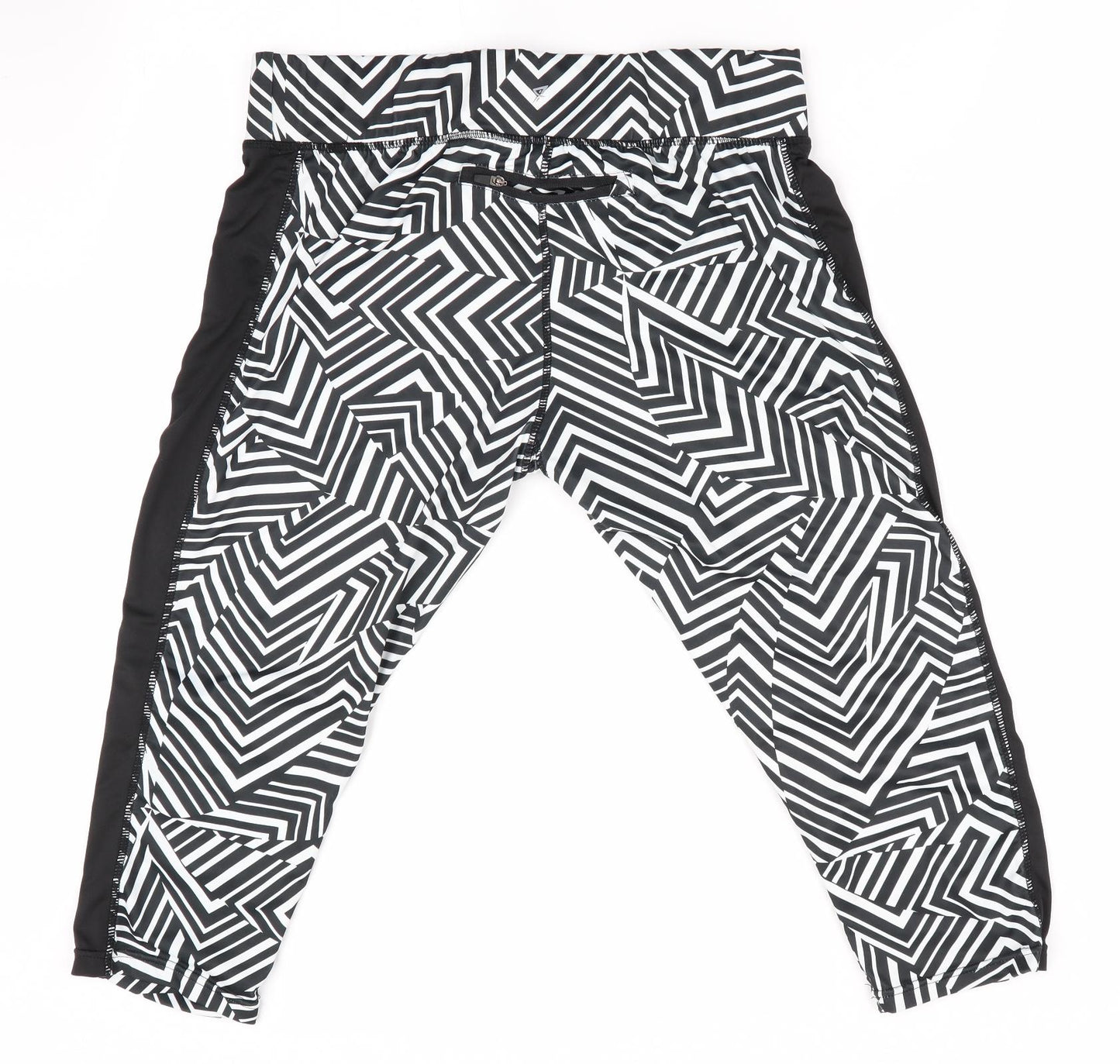 Atmosphere Womens Black Striped  Cropped Leggings Size 14 L19 in