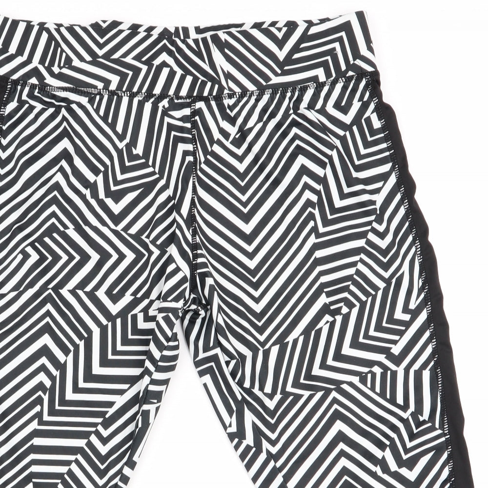 Atmosphere Womens Black Striped  Cropped Leggings Size 14 L19 in