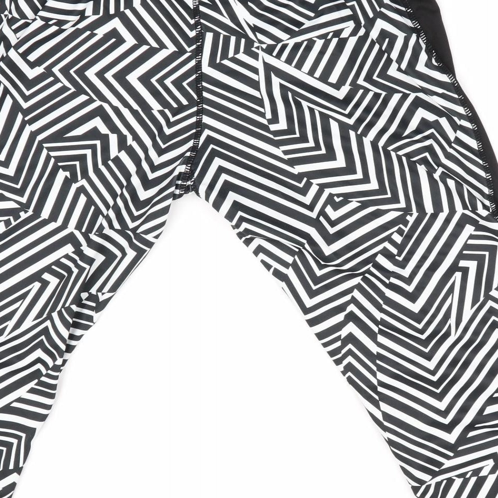 Atmosphere Womens Black Striped  Cropped Leggings Size 14 L19 in