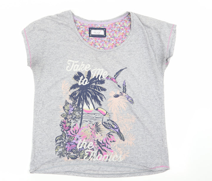 Per Una Womens Grey Basic T-Shirt Size 14 - Take me to the tropics