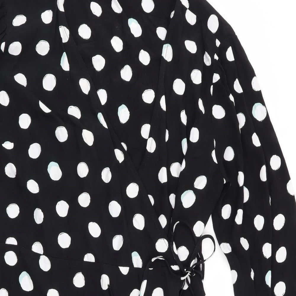 Topshop Womens Black Polka Dot  Wrap Dress  Size 12