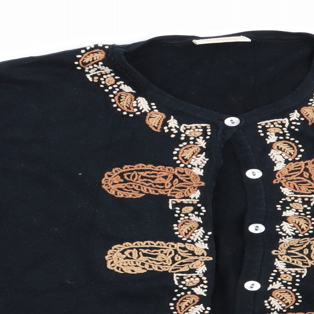 Country Casuals Womens Black Paisley  Cardigan Jumper Size S