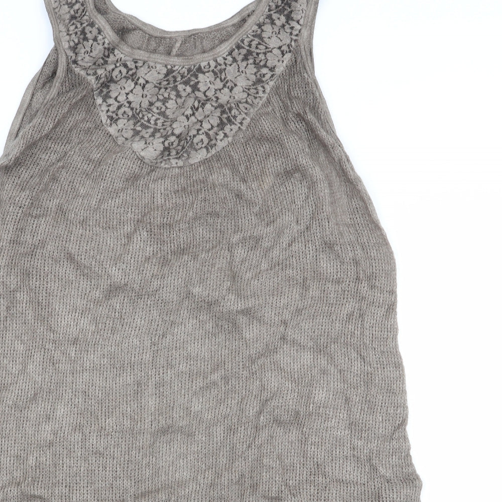 Preworn Womens Beige   Tunic Jumper   - Lace Trim