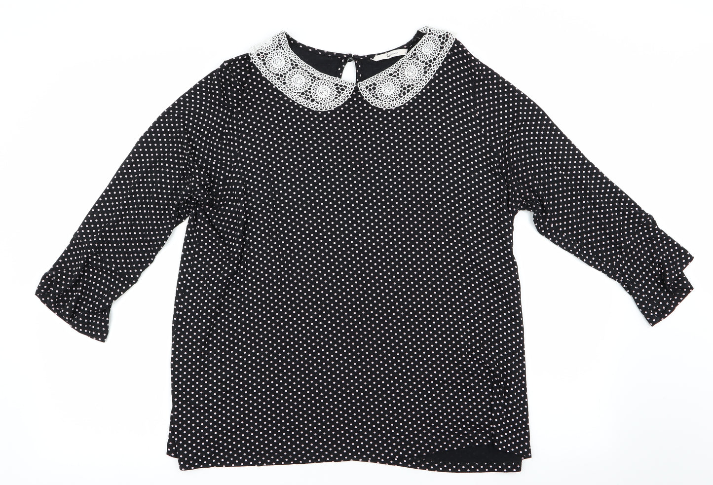 TU Womens Black Polka Dot  Tunic Blouse Size 16