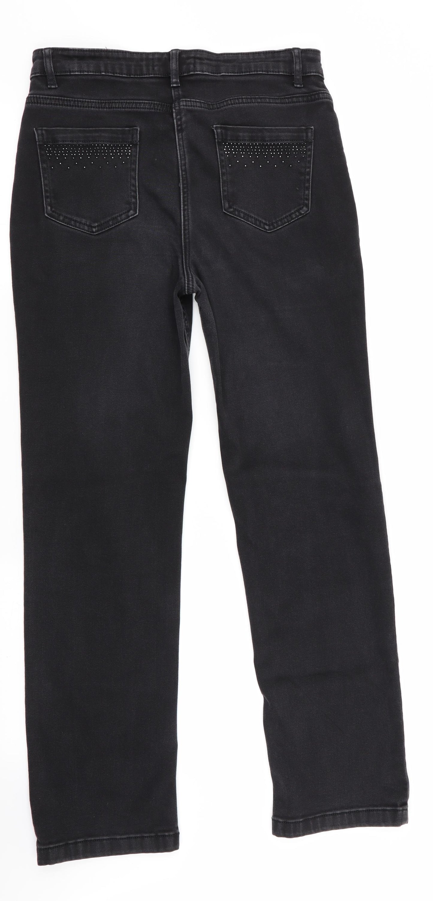 Marks and Spencer Womens Black   Straight Jeans Size 12 L29 in - Sparkle effect