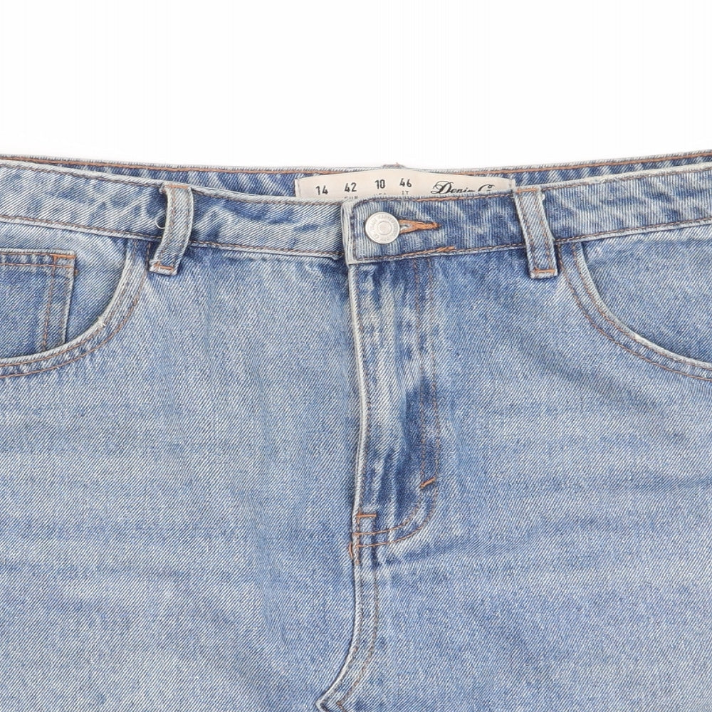 Denim Co Womens Blue Floral  A-Line Skirt Size 14  - Distressed Denim Skirt