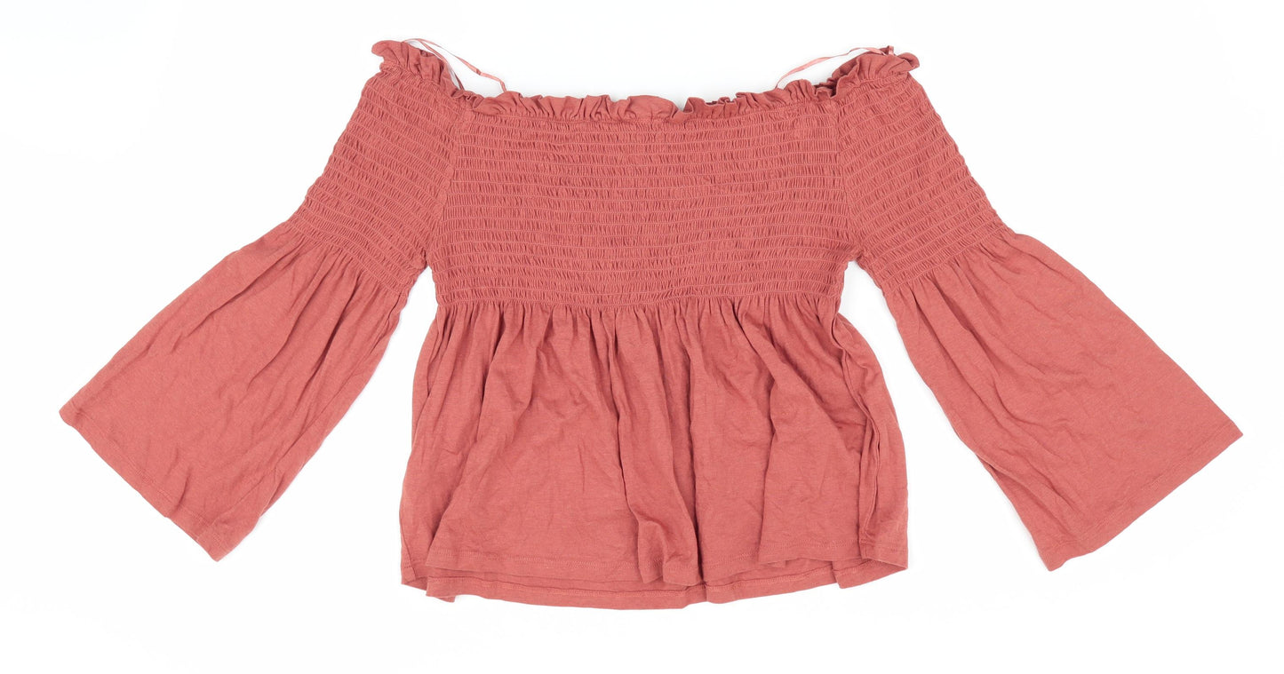 New Look Womens Brown   Basic Blouse Size 14  - Elasticated Bodice