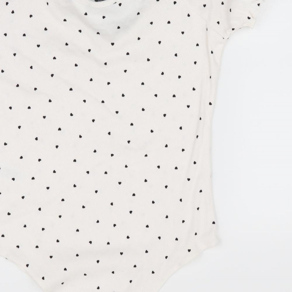 Primark Womens Ivory Geometric  Tunic T-Shirt Size M  - Body Suit