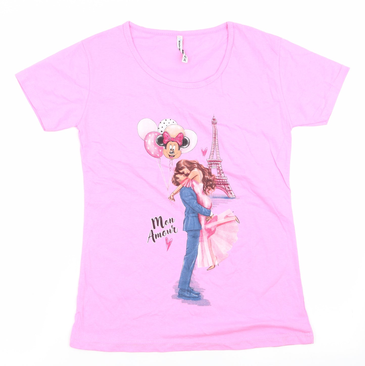 Retric In Womens Pink   Basic T-Shirt Size XL  - Mon Amour