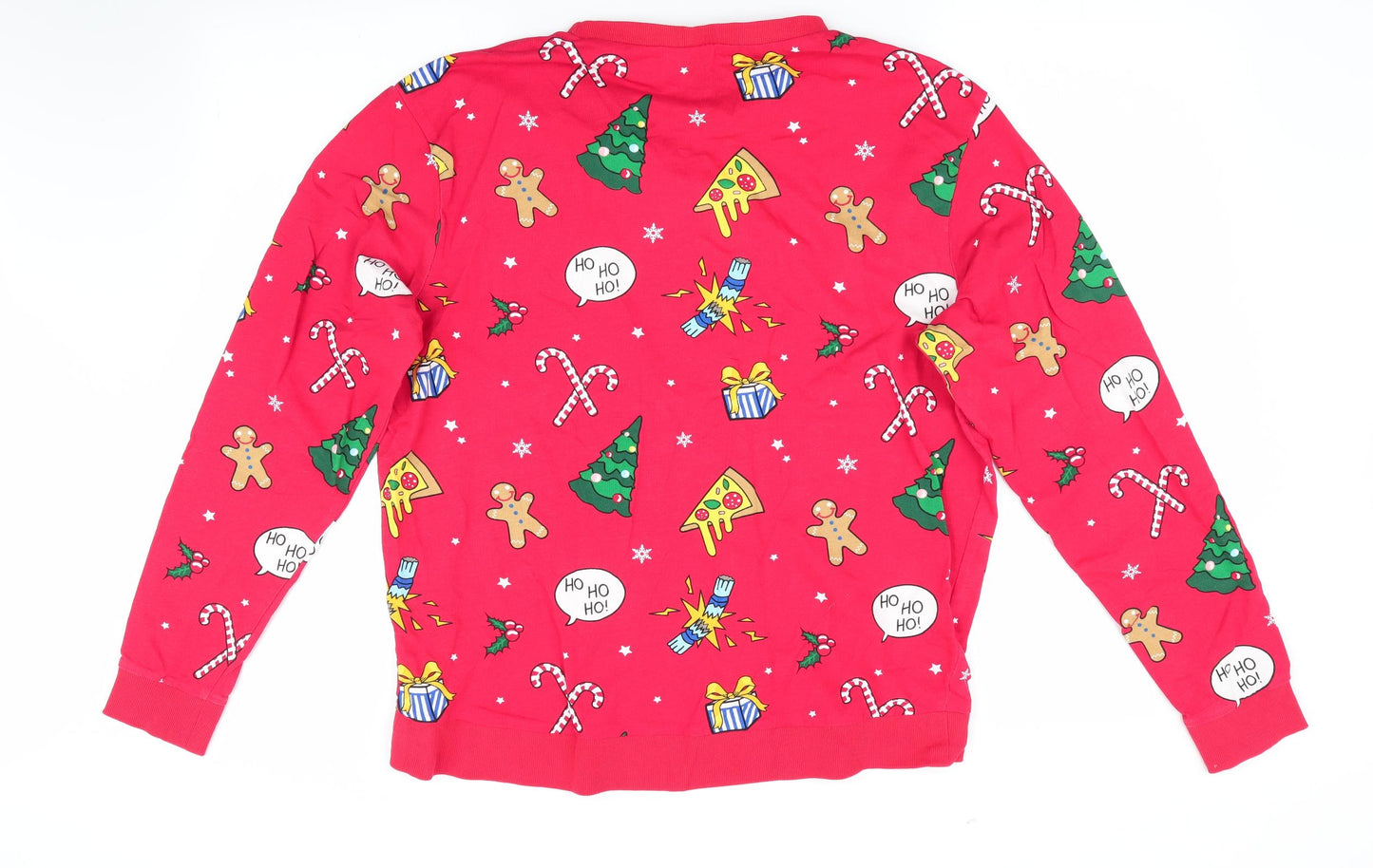 Divided Womens Red Solid   Pyjama Top Size L  - Christmas