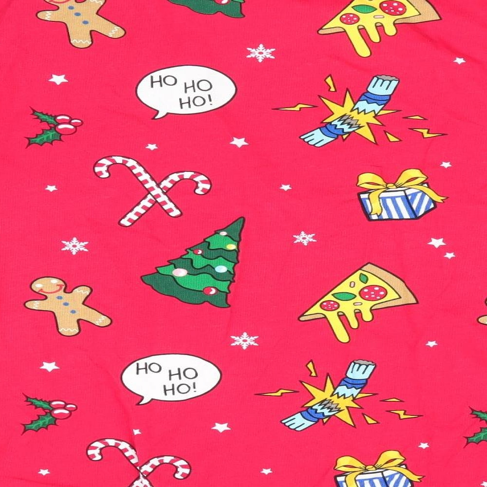 Divided Womens Red Solid   Pyjama Top Size L  - Christmas