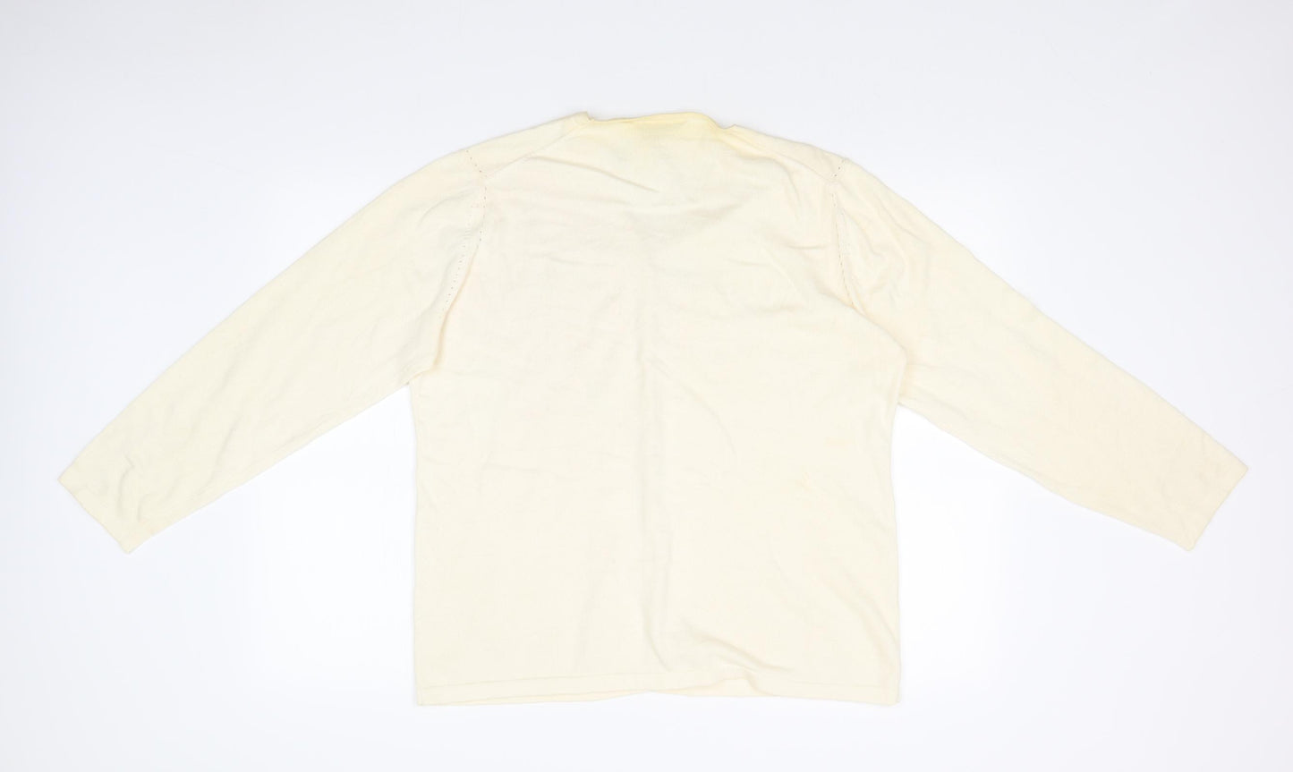 Liz Claiborne Womens White Floral  Cardigan Jumper Size XL