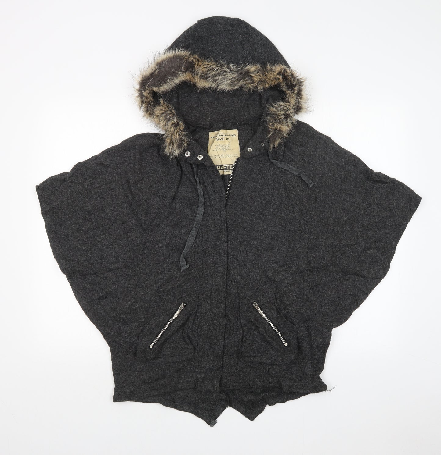 Crafted Womens Grey   Full Zip Jumper Size 10