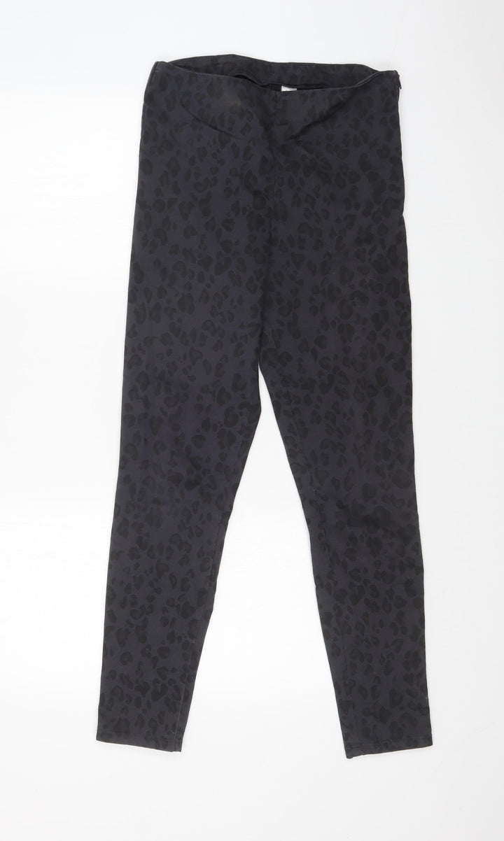 H&M Womens Grey Animal Print  Trousers  Size 12 L28 in