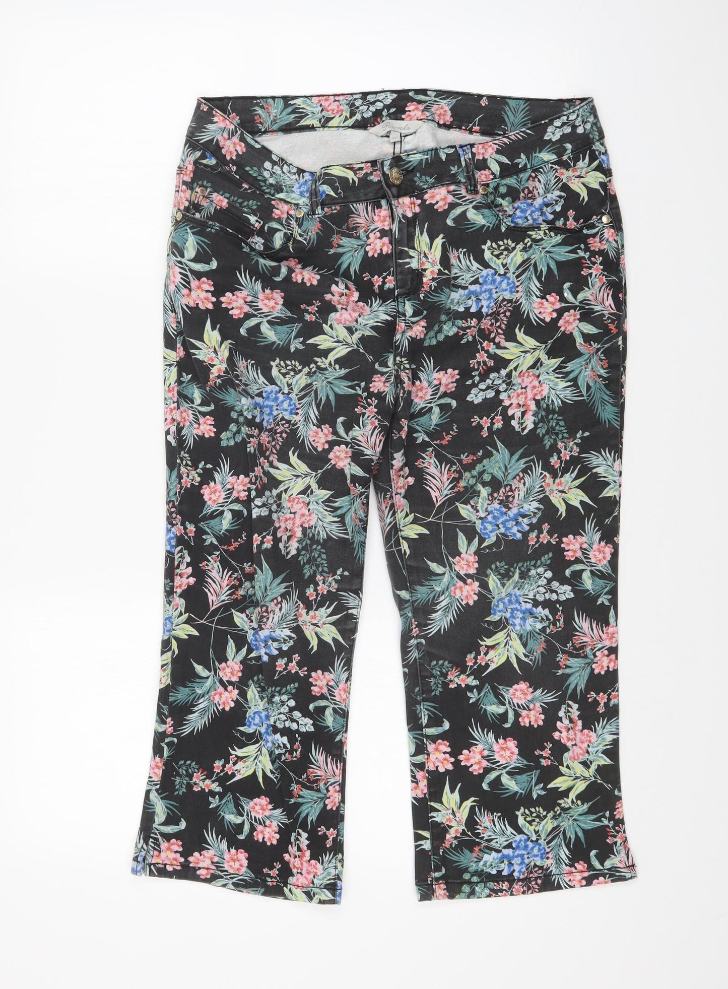 Peacocks Womens Multicoloured Floral  Cropped Jeans Size 14