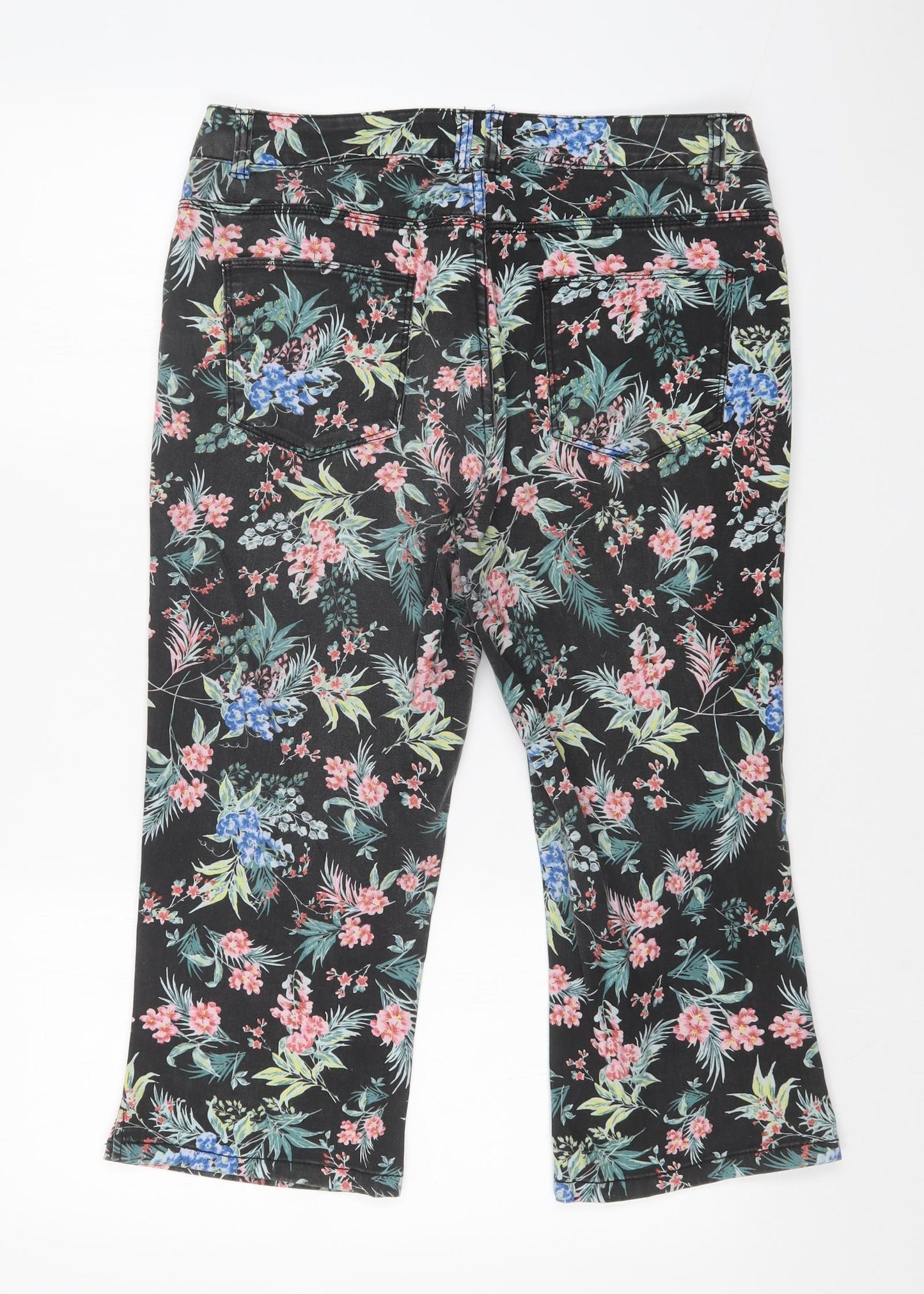 Peacocks Womens Multicoloured Floral  Cropped Jeans Size 14
