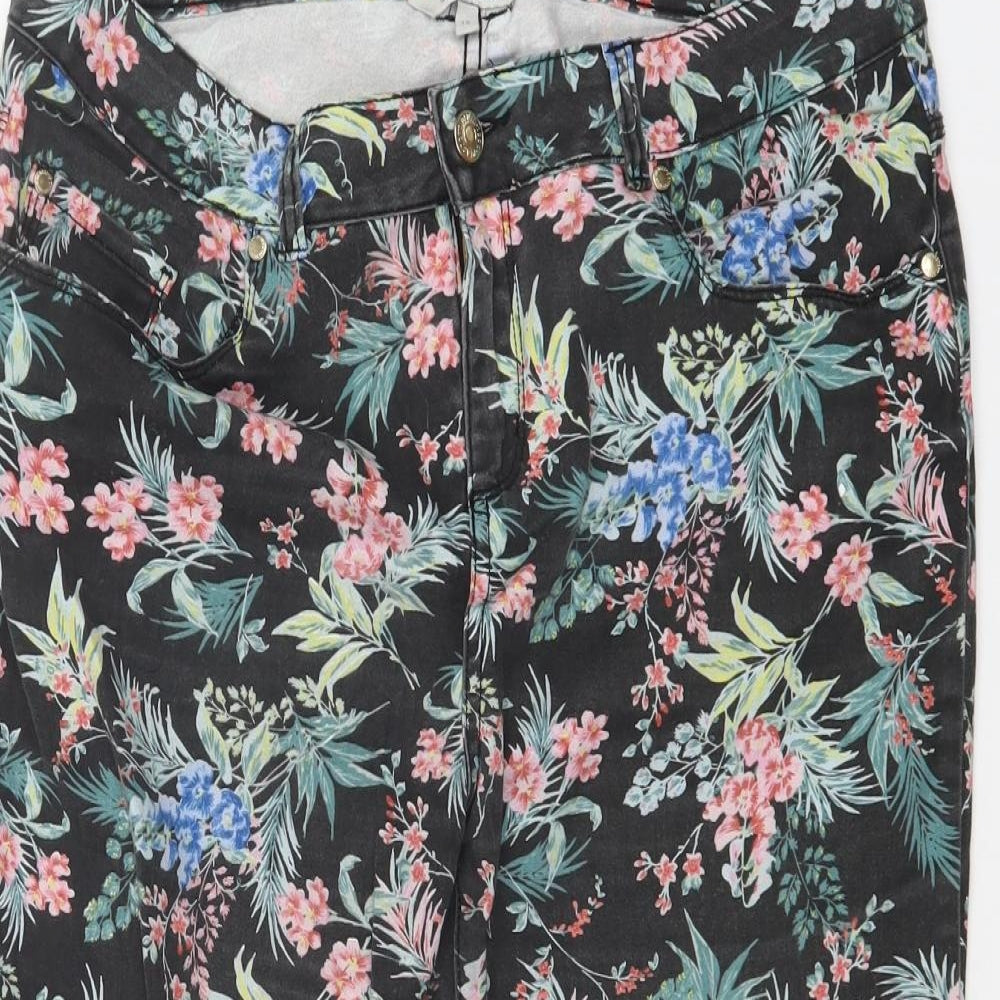 Peacocks Womens Multicoloured Floral  Cropped Jeans Size 14