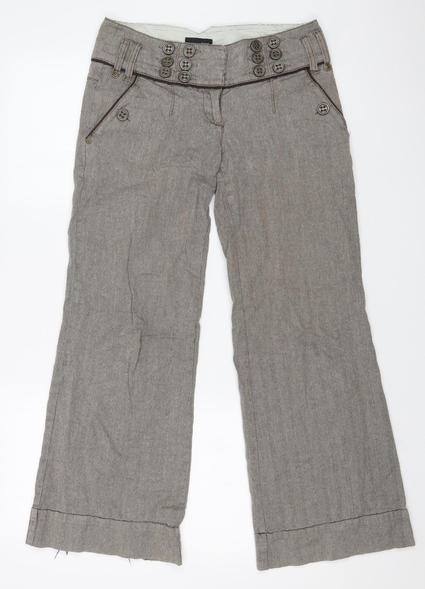 NEXT Womens Brown Striped  Trousers  Size 8 L28 in