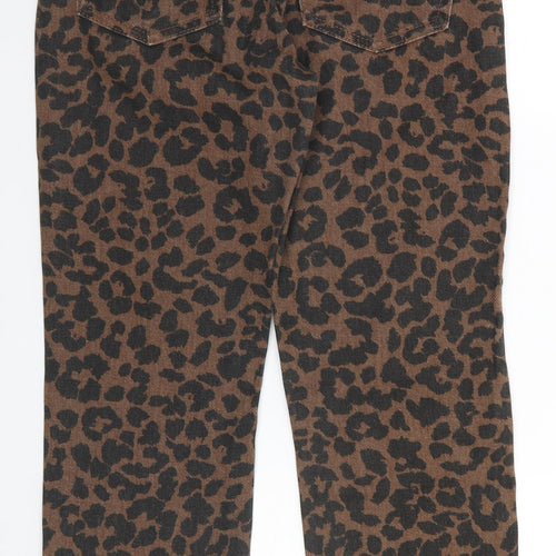 Momokrom Womens Brown Animal Print  Trousers  Size 6 L26 in