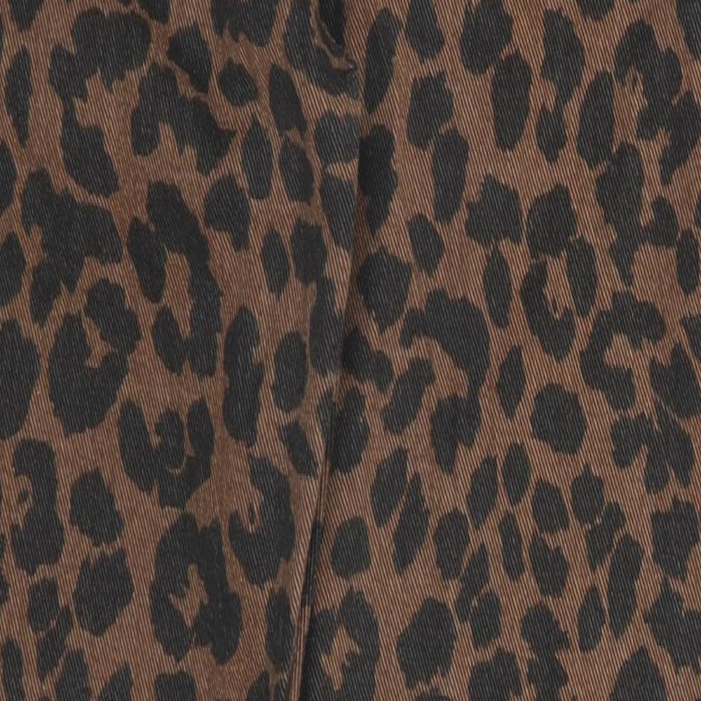 Momokrom Womens Brown Animal Print  Trousers  Size 6 L26 in