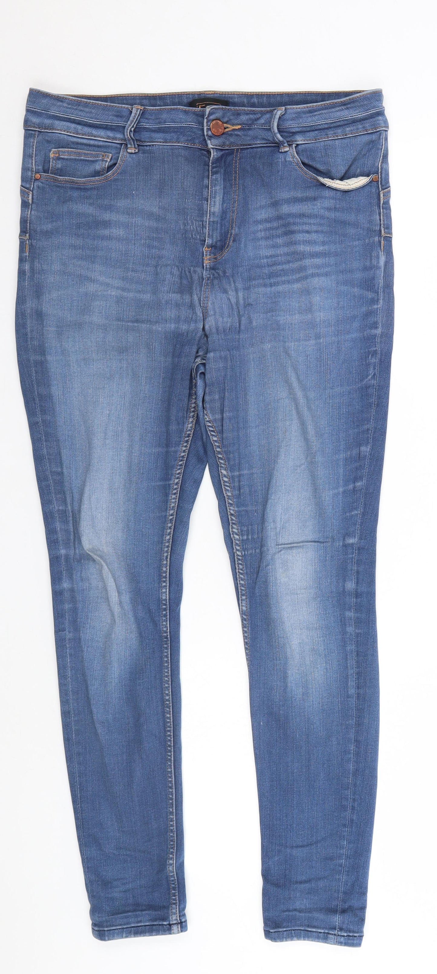 F&F Womens Blue  Denim Straight Jeans Size 14 L25 in
