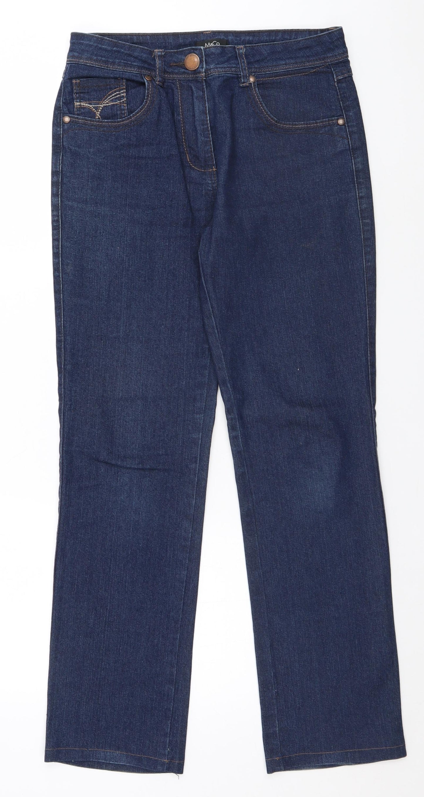 M&Co Womens Blue   Straight Jeans Size 10 L28 in