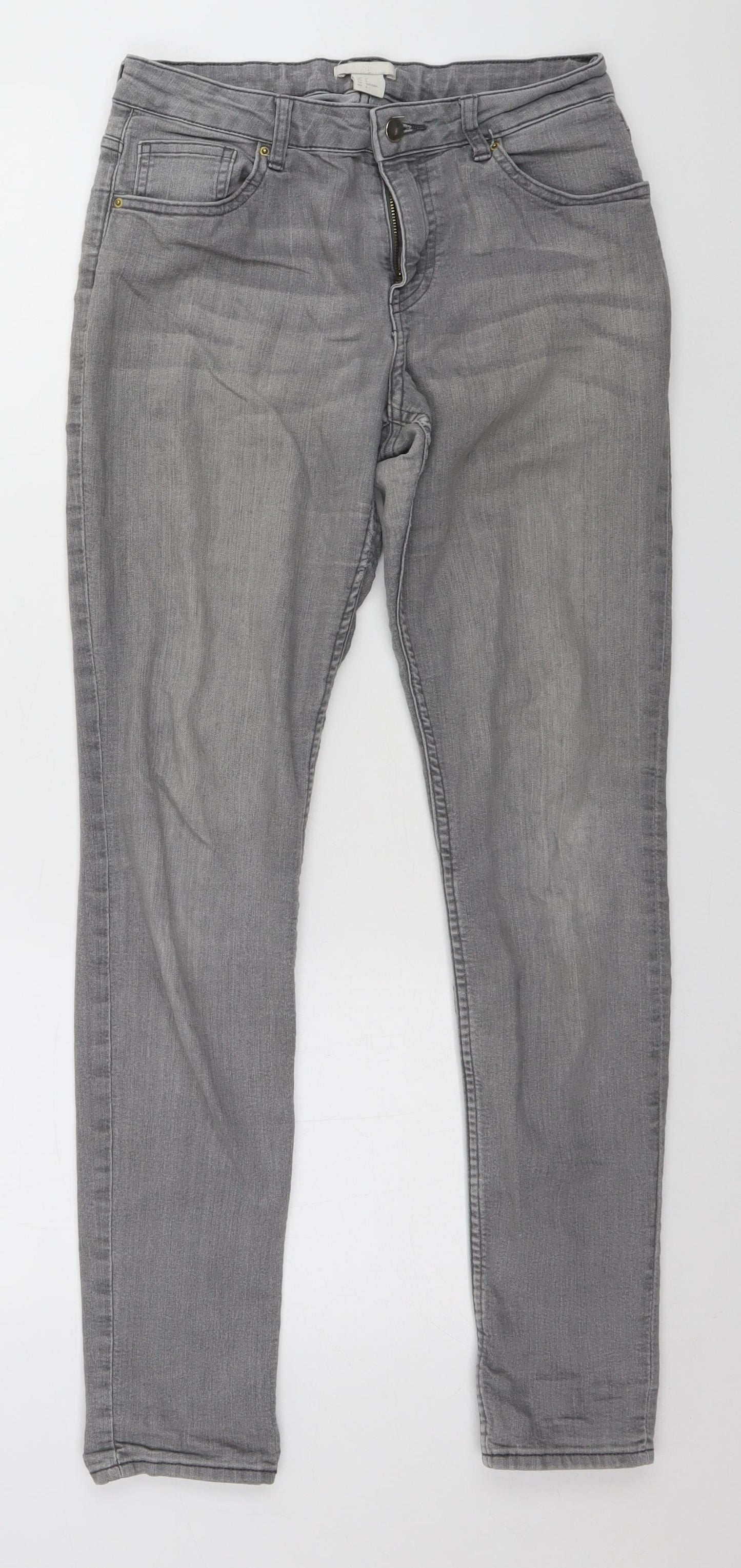 H&M Womens Grey   Straight Jeans Size 8 L28 in