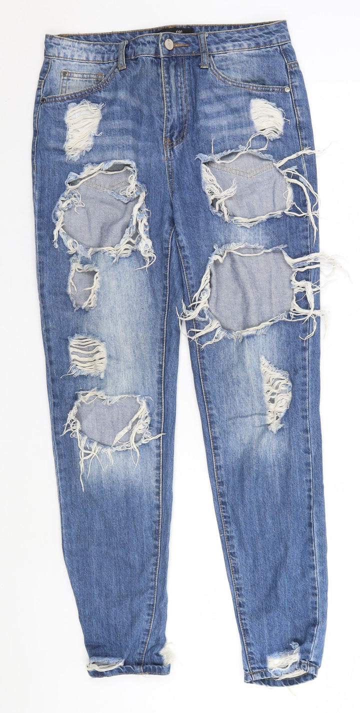 Missguided Womens Blue Straight Jeans Size 10 L28 in