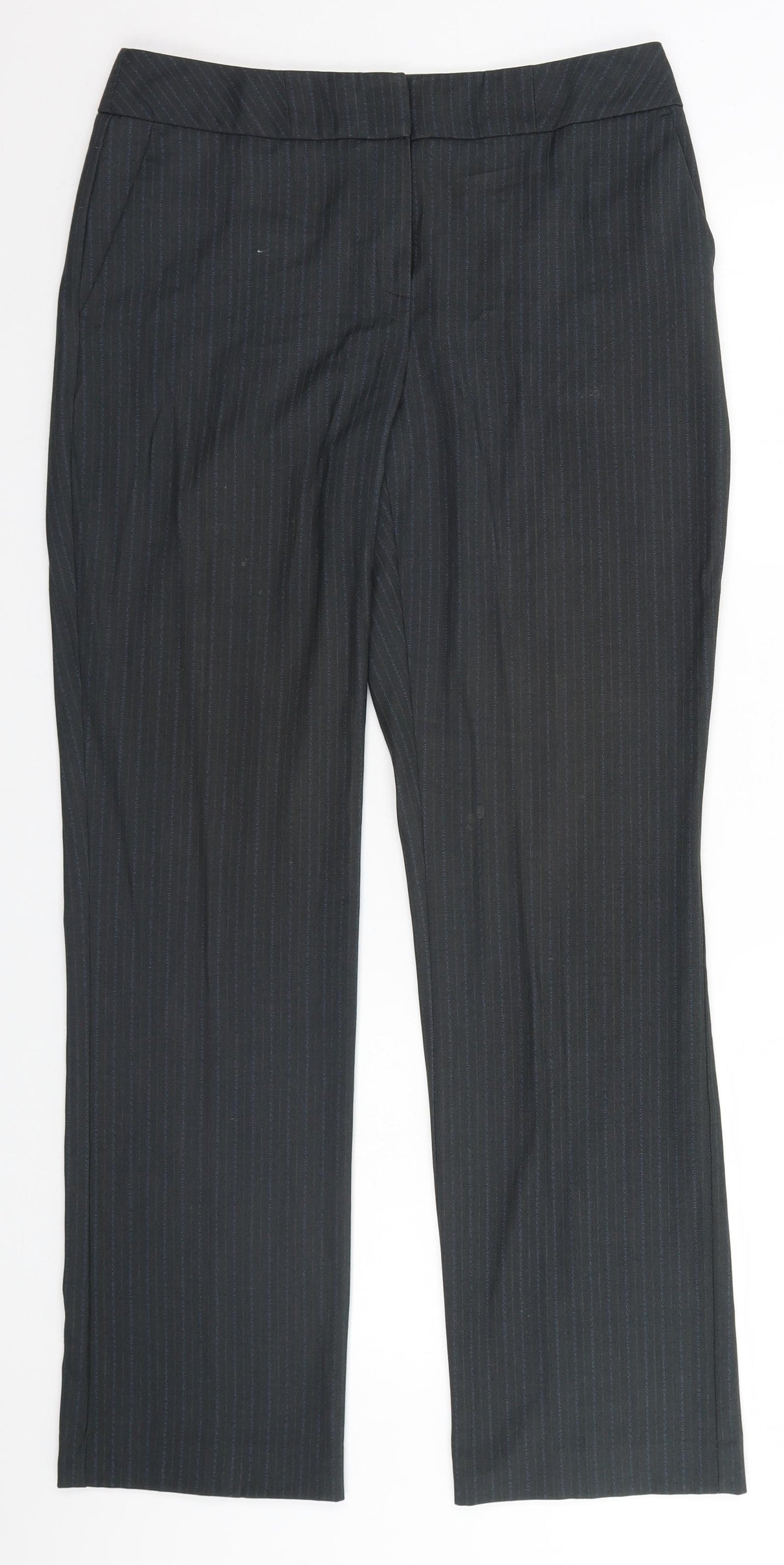 Papaya Womens Grey Striped  Trousers  Size 10 L29 in