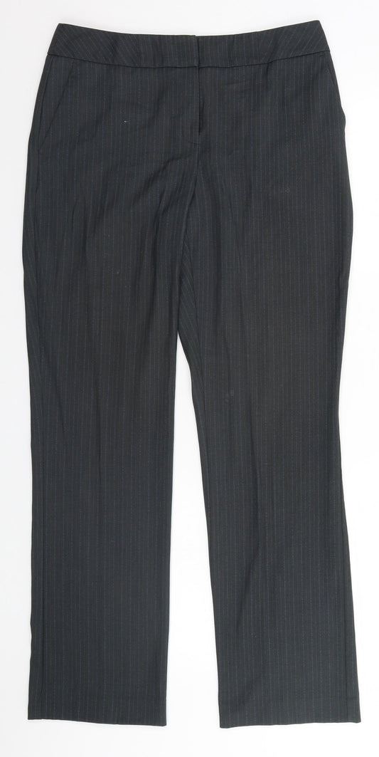 Front view of Papaya women’s grey striped trousers, size UK 10, 29-inch leg