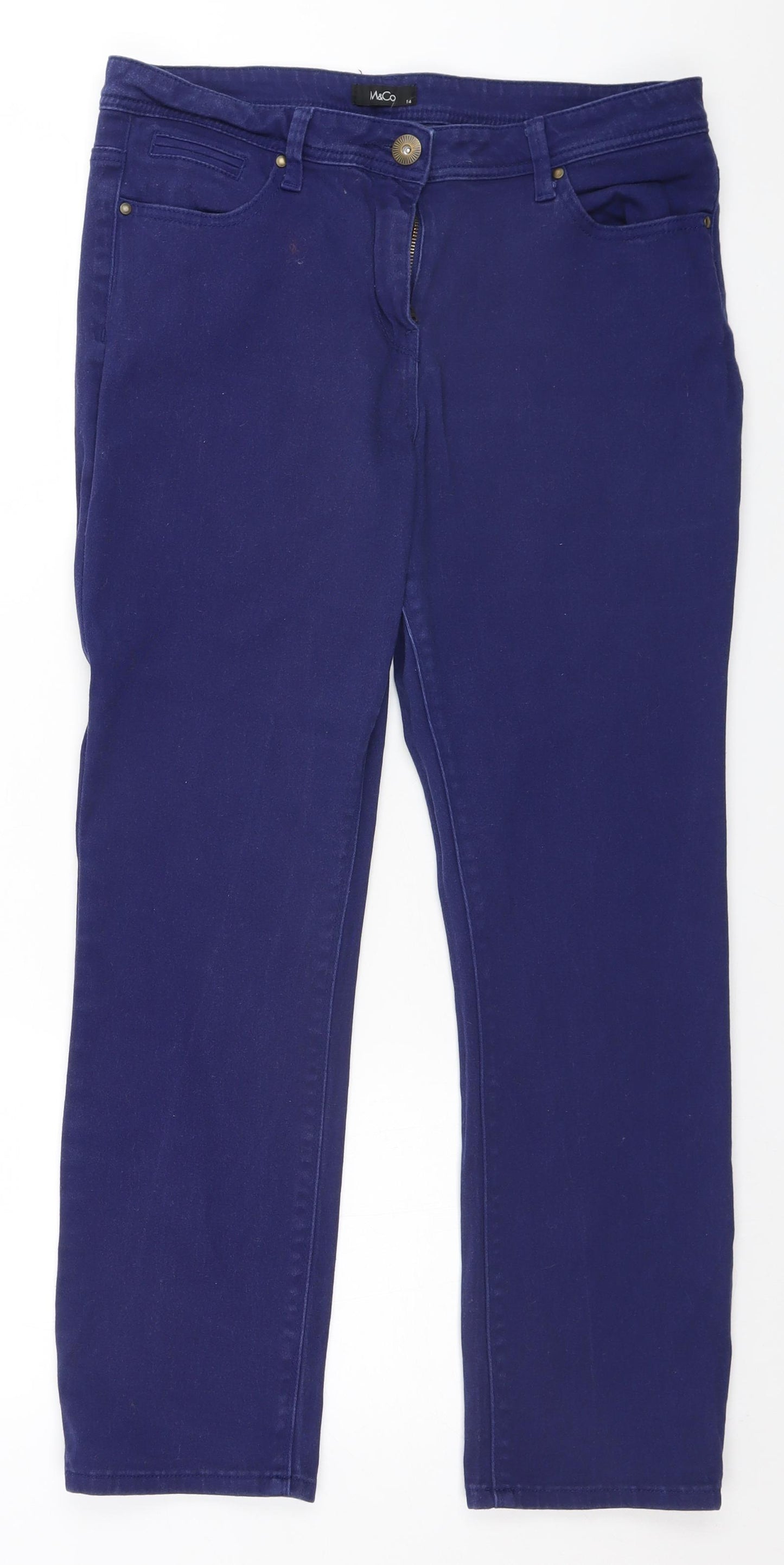 M&Co Womens Blue   Straight Jeans Size 14 L27 in