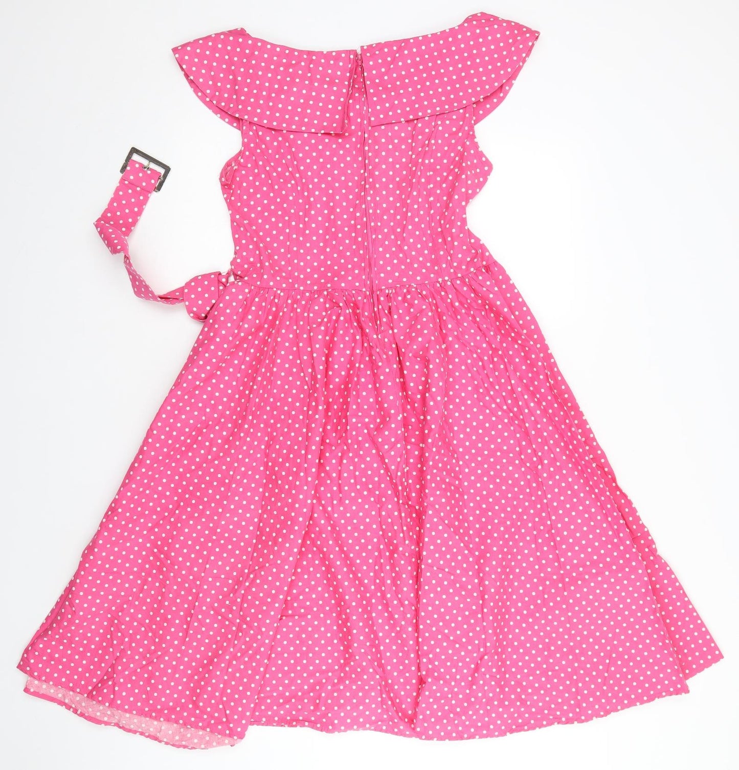 Lindy Bop Womens Pink Polka Dot  A-Line  Size 14