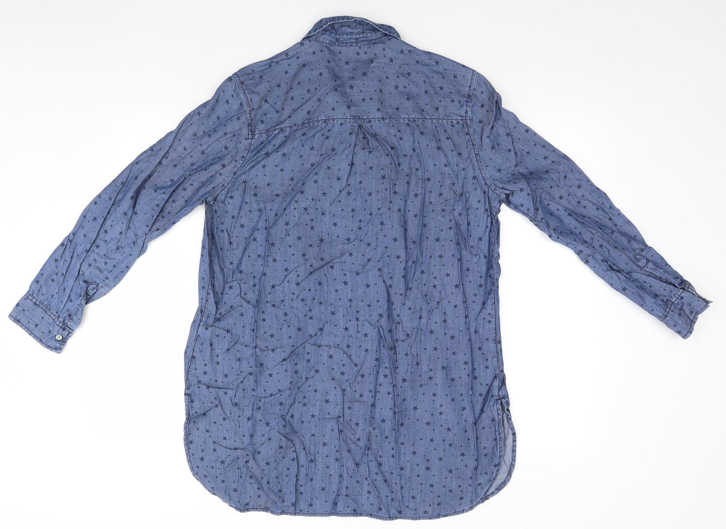 Marks and Spencer Womens Blue Geometric  Basic T-Shirt Size 12  - Stars