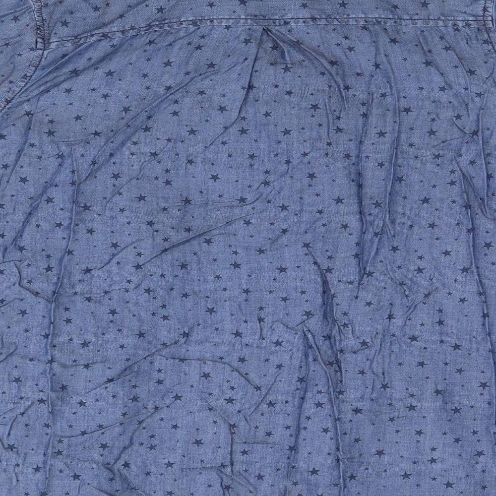 Marks and Spencer Womens Blue Geometric  Basic T-Shirt Size 12  - Stars