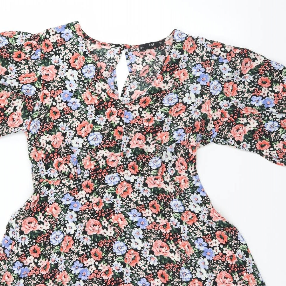 F&F Womens Multicoloured Floral  A-Line  Size 10
