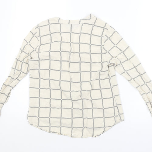 Primark Womens Beige Check  Basic Button-Up Size 8