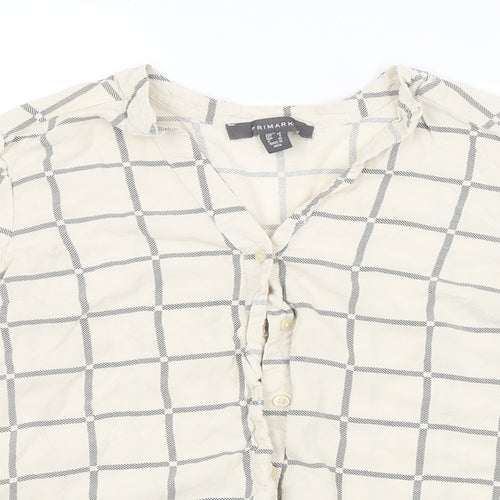Primark Womens Beige Check  Basic Button-Up Size 8