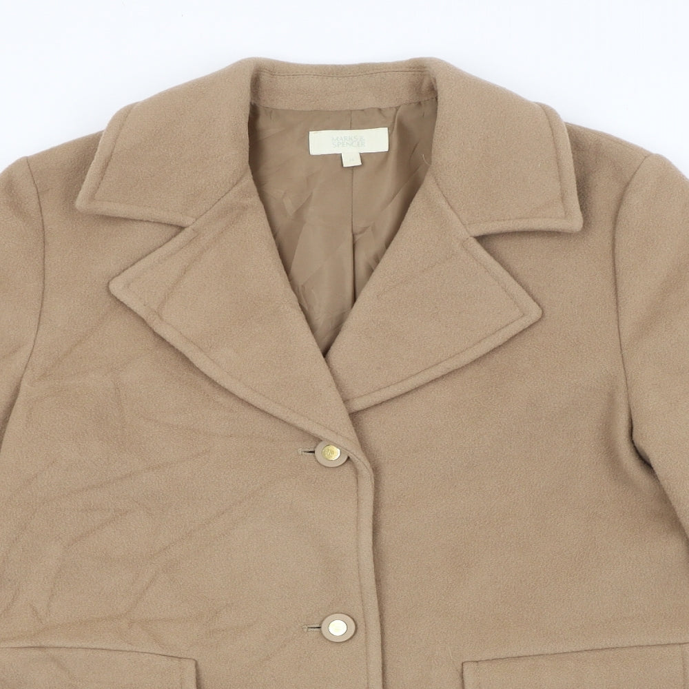 M&S Womens Brown   Overcoat Coat Size 14