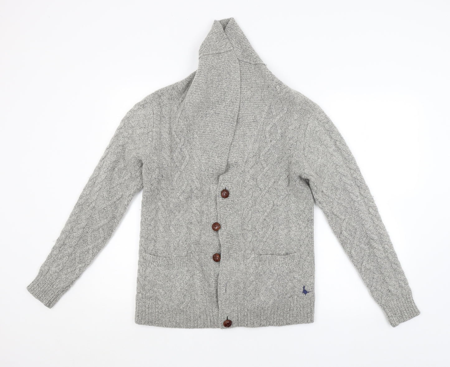 Jack Wills Mens Grey Argyle/Diamond  Cardigan Jumper Size M
