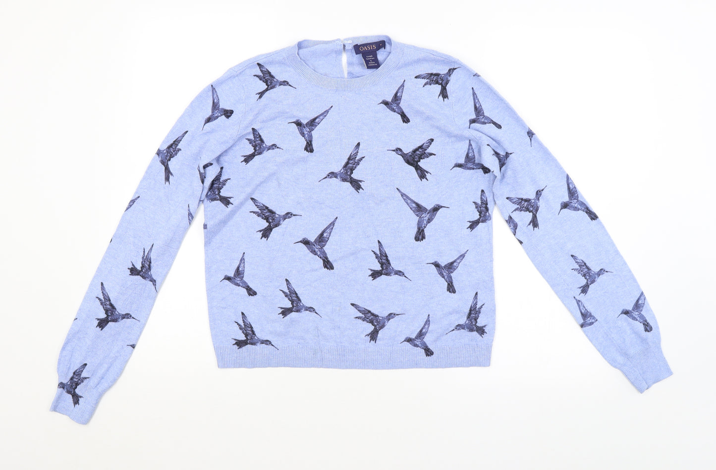 Oasis Womens Blue Animal Print  Pullover Jumper Size M