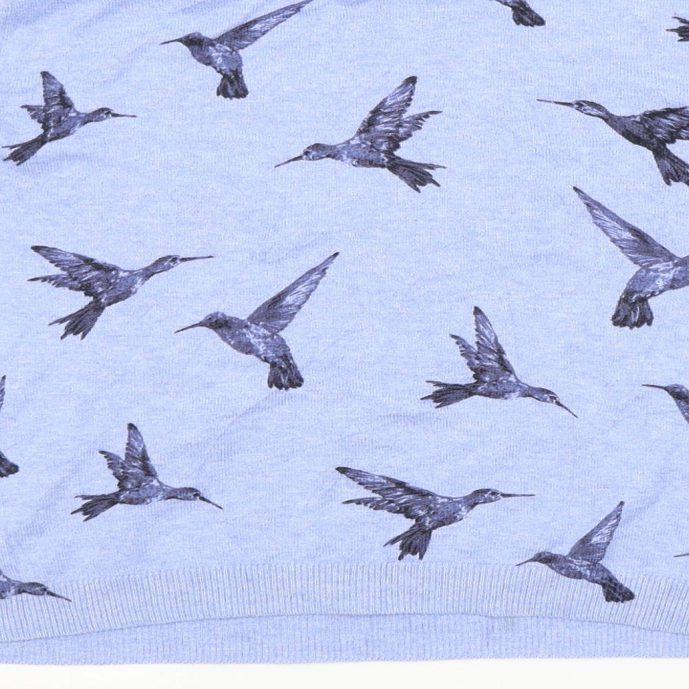 Oasis Womens Blue Animal Print  Pullover Jumper Size M