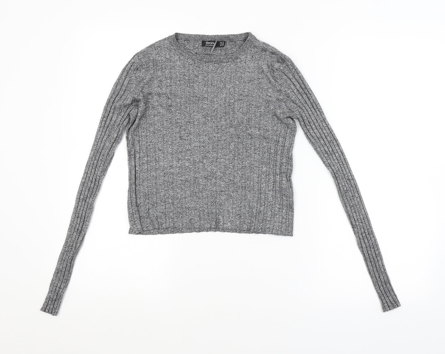 Bershka Womens Grey Striped  Pullover Jumper Size M