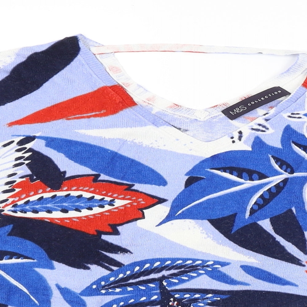 M&S Womens Multicoloured Floral  Pullover Jumper Size 8